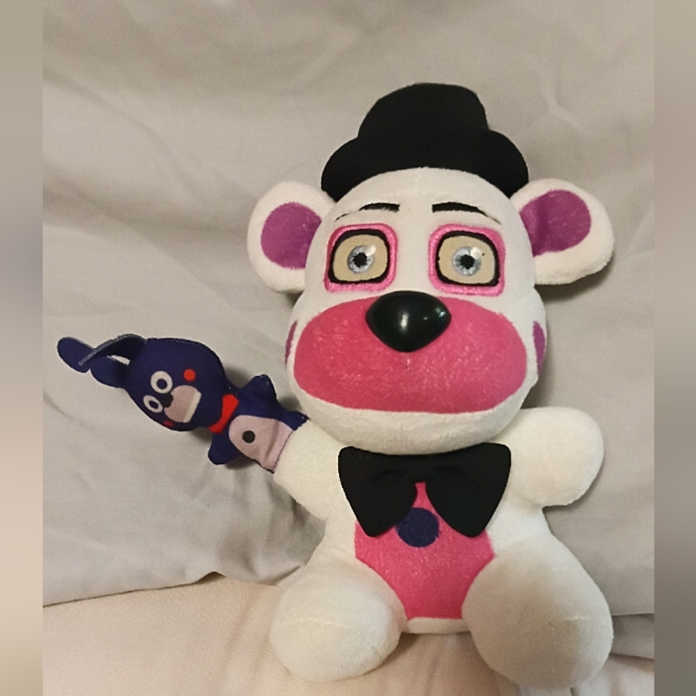 Plush Bear Toy with Pink Accents